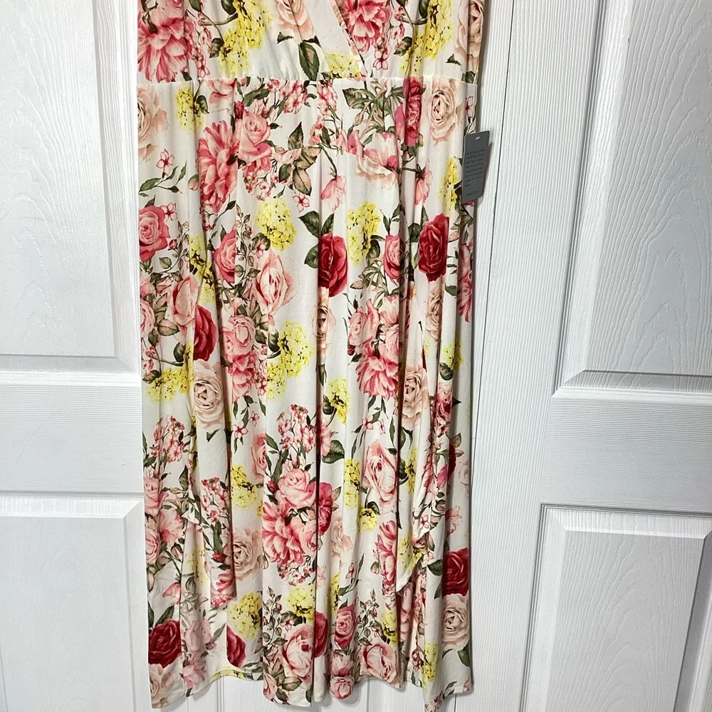 By Design Brand Floral V-Neck Maxi Dress Vintage Rose Nordstrom Tag NWT 1X - Picture 6 of 12